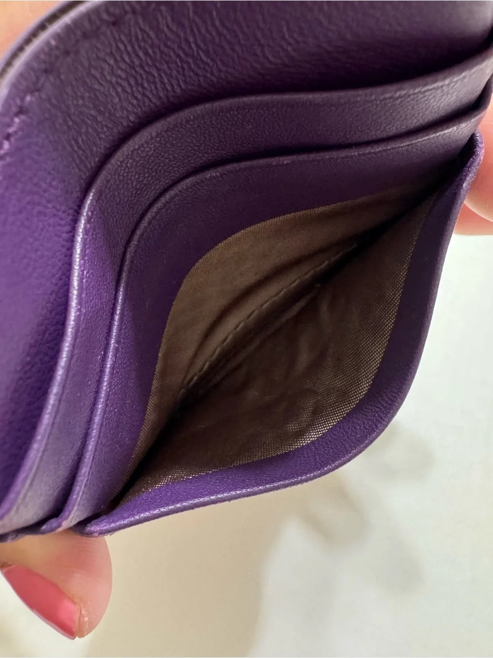 Bottega Veneta Leather Card Holder in Deep Purple with Woven Detail